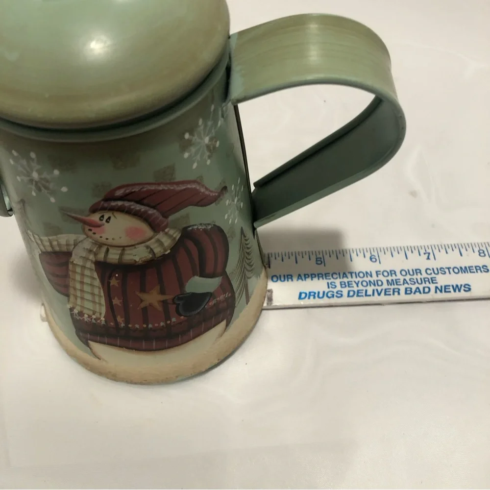 Yankee Candle Vintage/Primitive Style Metal Teapot Votive Candle Holder Snowman - Picture 7 of 7